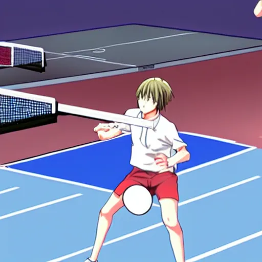 Image similar to table tennis match, anime style