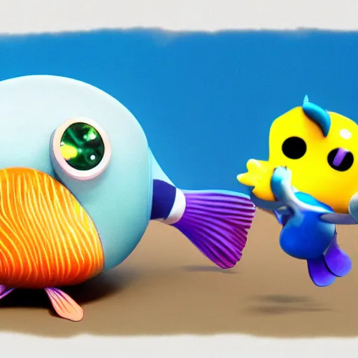 Image similar to fish with legs from gumball cartoon