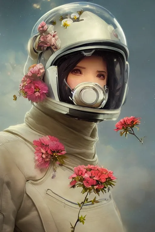 Prompt: ultra realistic illustration, astronaut with flowers blossoming from helmet, elegant, highly detailed, digital painting, concept art, smooth, sharp focus, illustration, art by artgerm and greg rutkowski and alphonse mucha