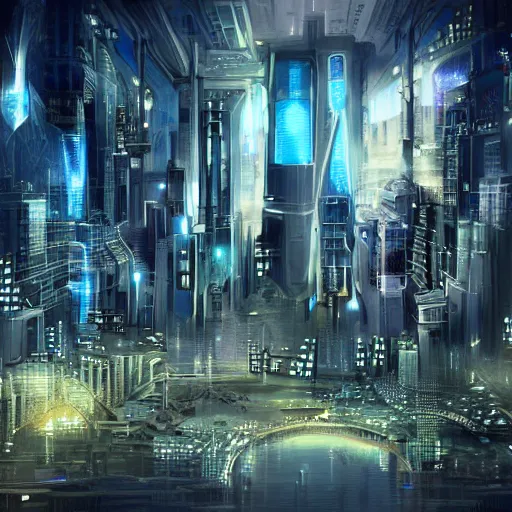 Image similar to a futuristic city, digital art