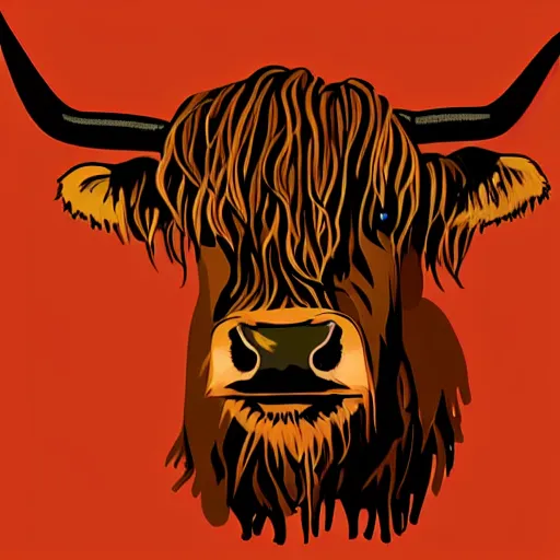 Prompt: Highland Cow Vector Art