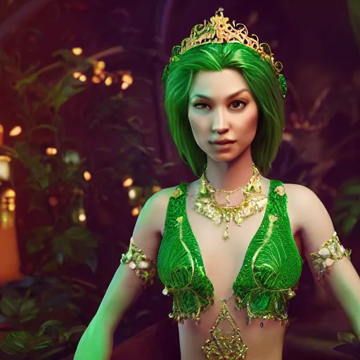 Image similar to wonderful princess of emerald with fair skin, ornate 8 k gorgeous intricate detailed, accent lighting, dramatic light, octane render