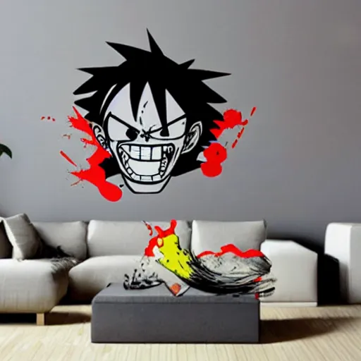 Prompt: die cut sticker, gatling attack by luffy, splatter paint