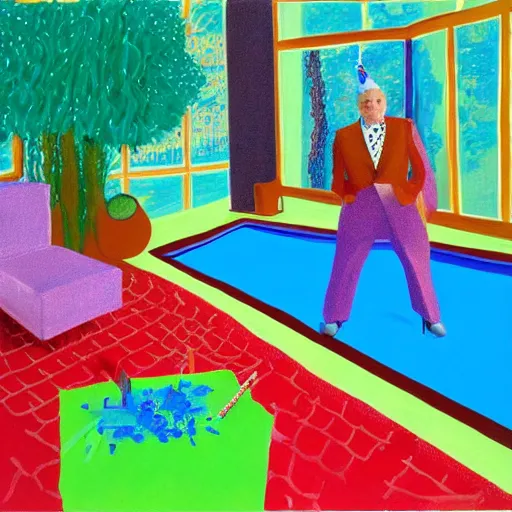 Image similar to having a cool party birthday party, painting by david hockney