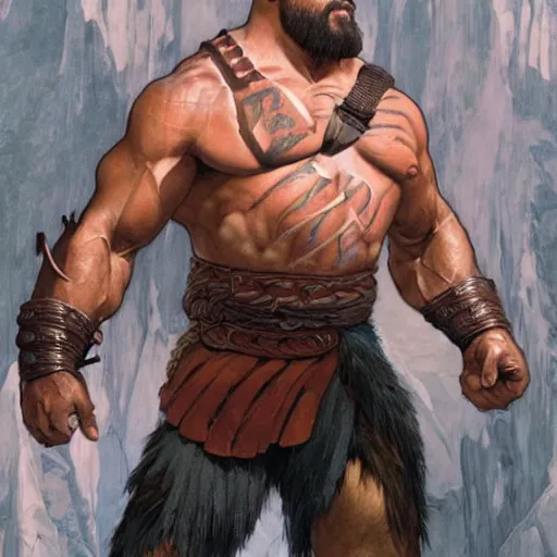 Prompt: Dwayne Johnson as Kratos, highly detailed, digital painting, artstation, concept art, smooth, sharp focus, illustration, ArtStation, art by artgerm and greg rutkowski and alphonse mucha and J. C. Leyendecker and Edmund Blair Leighton and Katsuhiro Otomo and Geof Darrow and Phil hale and Ashley wood and Ilya repin and Charlie Bowater