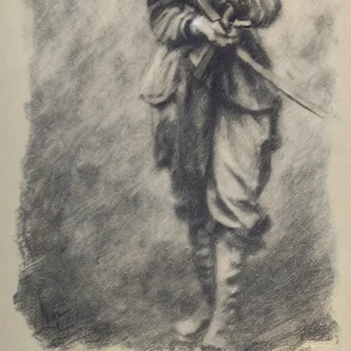 Image similar to ww 1 action heroine, by alfred stevens in charcoal