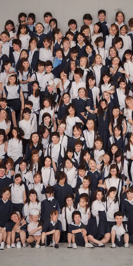 Image similar to oil painting scene photographer takes group school photo by kim jung gi