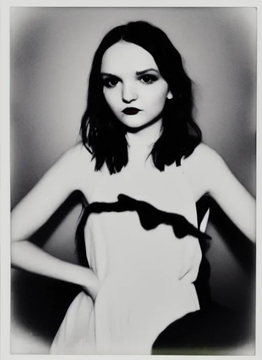 Image similar to lauren mayberry, flash polaroid photo by george hurrell,