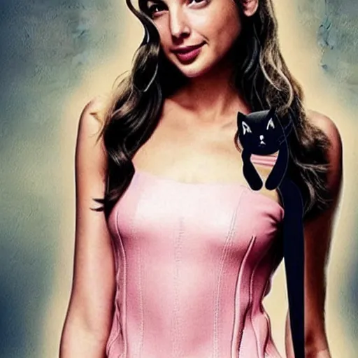 Image similar to Gal Gadot like catgirl with cat ears