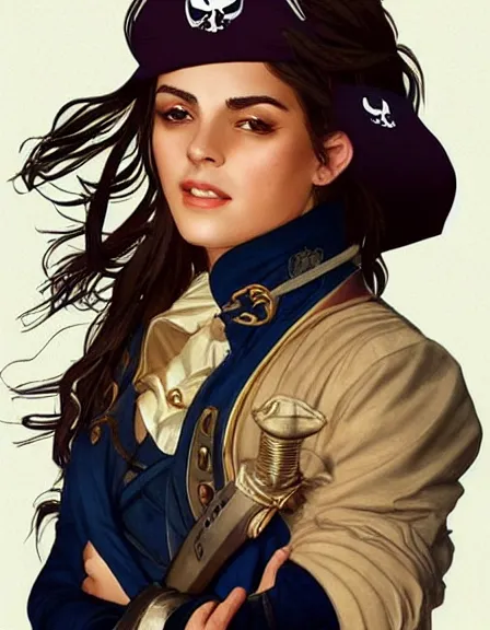 Image similar to fully clothed pirate captain personified. sun, summer, strength, knowledge, smart, portrait, symmetrical, highly detailed, digital painting, artstation, smooth, sharp focus, illustration, strength, art by artgerm and alphonse mucha and louis theophile hingre