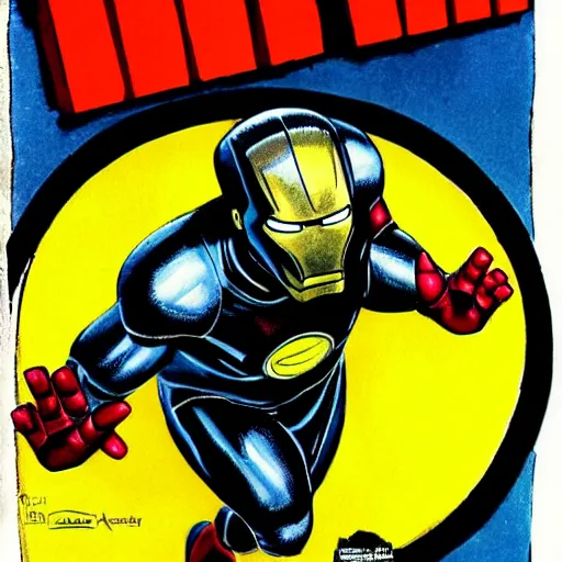 Image similar to basil gogos illustration of iron man