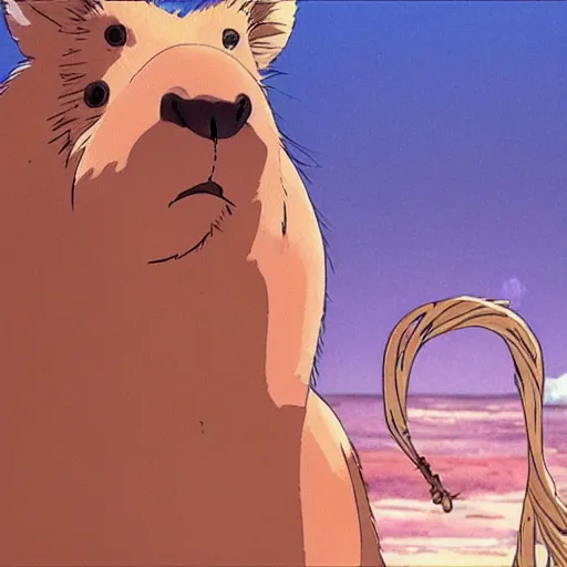 Image similar to beautiful Studio Ghibli movie about a capybara, award-winning