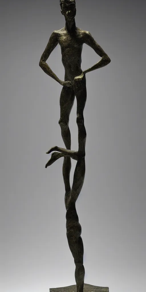 Prompt: sculpture of an acrobat, in the style of alberto giacometti, 4 k