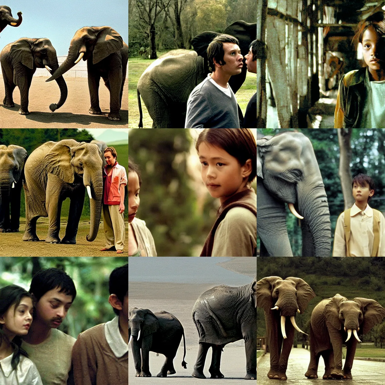 Prompt: a film still from elephant ( 2 0 0 3 )