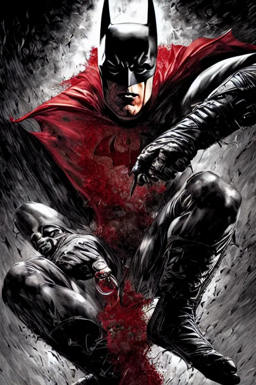 Prompt: batman damned hyper detailed cover art by lee bermejo