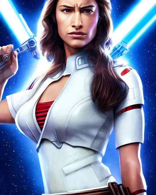 Prompt: beautiful jaina solo from star wars legends, beautiful feminine jaina solo, without lightsaber, movie, hyper realistic, hollywood promotional image, imax, 8 k