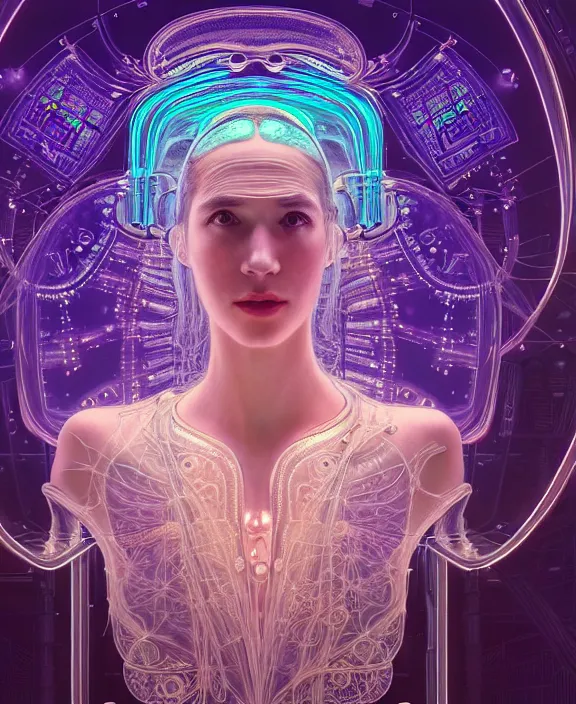 Prompt: intricate opulent transparent clear see - through portrait of microbes, fractal, neon lights, circuitry, dense industrial environment, ultra realistic, concept art, art deco, photorealistic, octane render, 8 k, unreal engine. art by nori inoguchi and sam kaplan and zachary goulko and christopher marley and artgerm and alphonse mucha