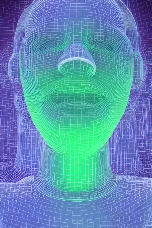 Image similar to 3d render of holographic angry human robotic screaming angry bust made of glossy iridescent, screaming, bust, surrealistic 3d illustration of a human non-binary, non binary model, 3d model human, cryengine, made of holographic texture, holographic material, holographic rainbow, concept of cyborg and artificial intelligence