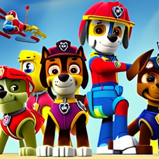 Prompt: paw patrol in marvel universe, cartoon, nickelodeon tv