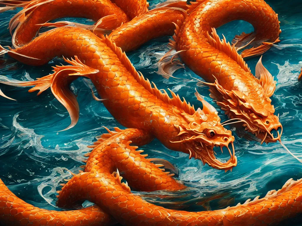 Prompt: intertwined koi dragon fish, water torrent background, jesper ejsing, james jean, justin gerard, tomasz alen kopera, cgsociety, fenghua zhong, makoto shinkai, octane render, highly detailed, rim light, cinematic lighting, hyper realism, high detail, intricate, 4 k, masterpiece