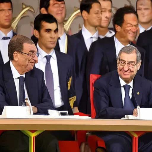 Image similar to florentino perez as president of spain together with shin chan