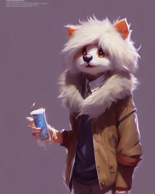 Prompt: character concept art of a cute young male anthropomorphic fluffy furry | | cute - fine - face, pretty face, key visual, realistic shaded perfect face, fine details by stanley artgerm lau, wlop, rossdraws, james jean, andrei riabovitchev, marc simonetti, and sakimichan, trending on artstation