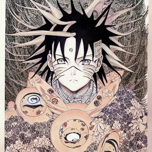 Image similar to prompt: Portrait painted in Naruto Shipudden style drawn by Vania Zouravliov and Takato Yamamoto, inspired by Fables, intricate acrylic gouache painting, high detail, sharp high detail, manga and anime 2000