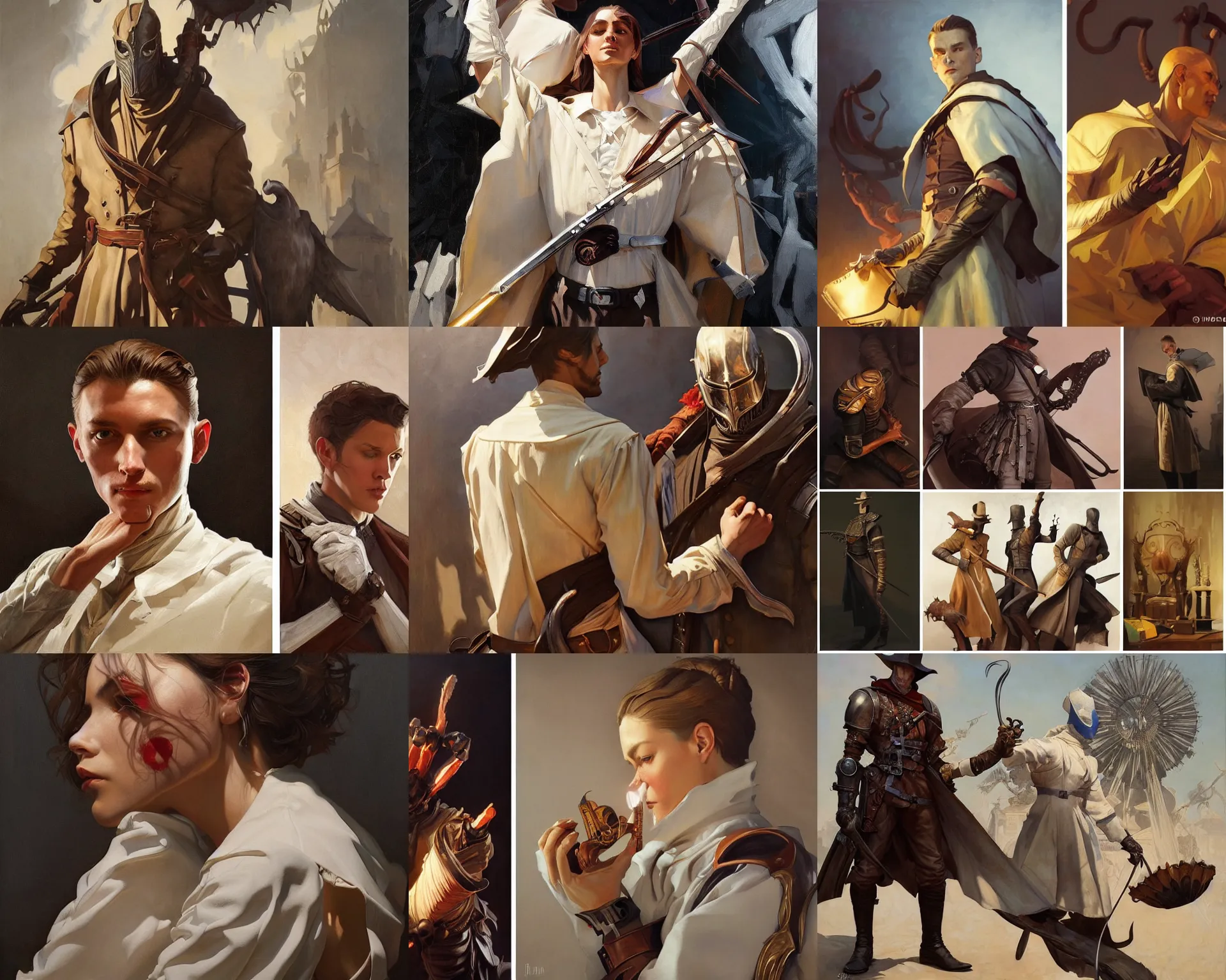 Prompt: painting by leyendecker and ignacio diaz olano and rhads and jacek malczewski and edgar maxence. bloodborne and dark souls