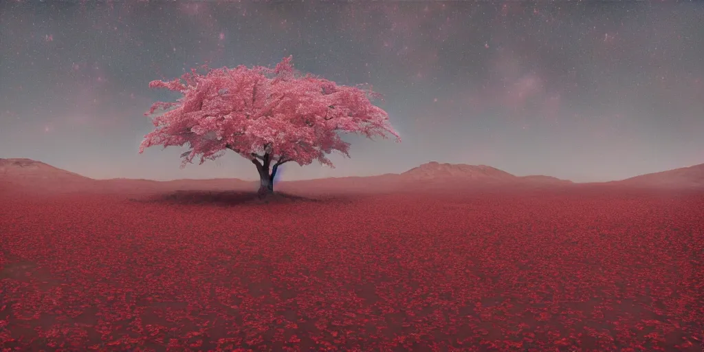 Prompt: A sakura grove on Mars, cinematic lighting, detailed oil painting, hyperrealistic, 8k