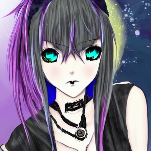 Image similar to anime style goth woman