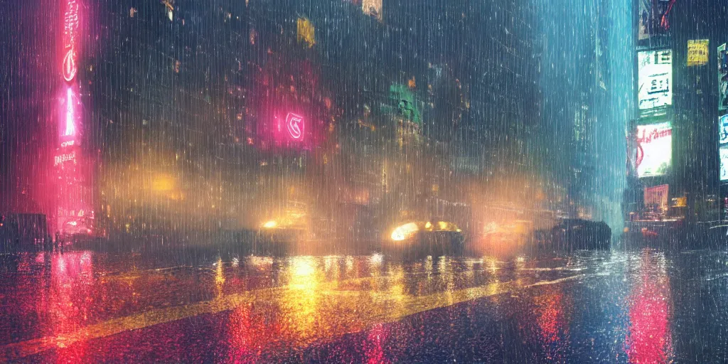 Prompt: a ultra photorealistic film still trough a raincovered window on a rainy but colourful day in new york. sparkling lights, wide shot, frog perspective, ultra sharp, wes anderson, studio ghibli, pixar and disney animation, octane render, anime key art by greg rutkowski, bloom, dramatic lighting