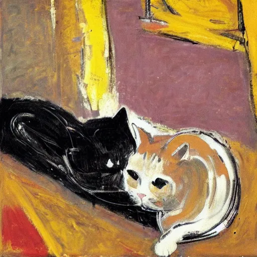 Prompt: cute cats by Frank Auerbach