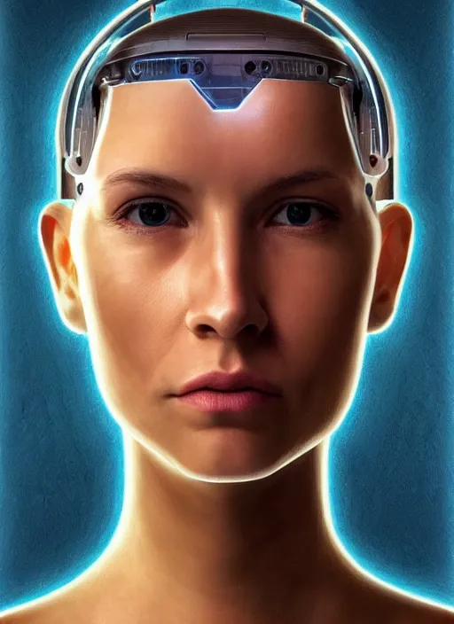 Image similar to portrait of a cyborg woman who turns her head to the right!!!!! ((((((((((left)))))))))) ((((((((((up)))))))))) ((((((((((down)))))))))) by Artgerm,eyes closed , biomechanical, hyper detailled, trending on artstation