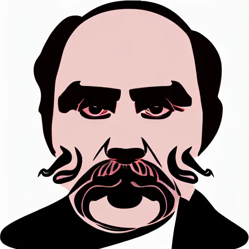 Image similar to taras shevchenko. face. old, balding, very long moustache. simple vector graphics icon by andy warhol