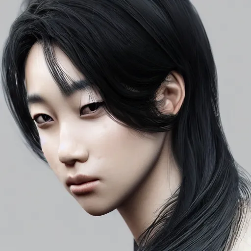 Image similar to the most beautiful asian woman in the world, by sangsoo jeong, by siwoo kim, happy expression, cute, unreal engine, octane rendering, 8 k, closeup headshot, smooth, trending on artstation, digital illustration, black hair