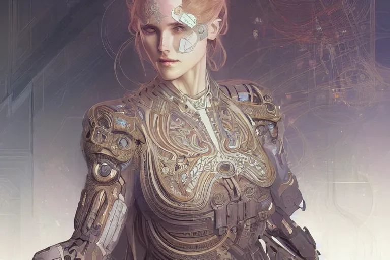 Image similar to a line art pattern of high tech science fiction religious design intricate digital painting artstation concept art smooth sharp focus illustration, art by artgerm and paul chadeisson and greg rutkowski and alphonse mucha