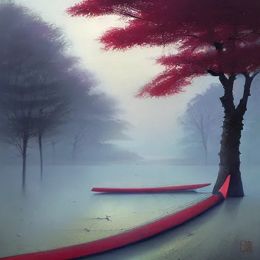 Image similar to Japanese Torii, morning , by Grzegorz Rutkowski