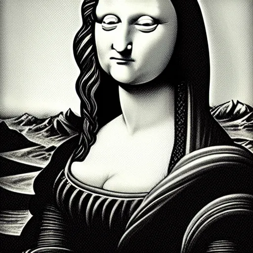 Prompt: monalisa in the style of H.R. GIGER!!!!!