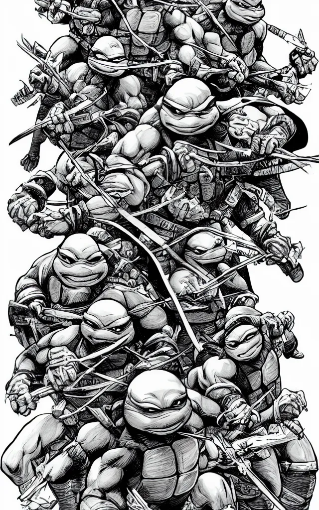 Image similar to detailed Teenage mutant ninja turtles illustration by mico suayan