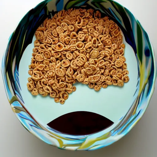 Prompt: surrealist bowl of cereal do not eat