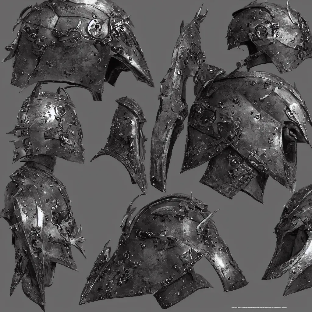 Image similar to grimdark tsutomu nihei medieval helmet, unreal engine, 8 k, ultra realistic, ultra detail