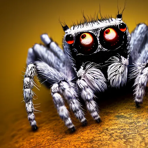 Prompt: a jumping spider, concept, digital art, 4K UHD image