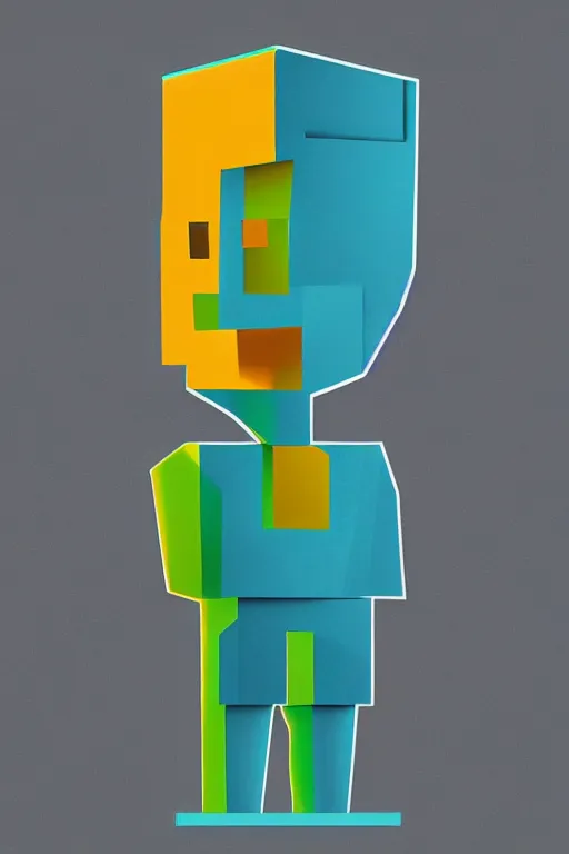 Image similar to cubist moai statue cutout digital illustration cartoon colorful beeple