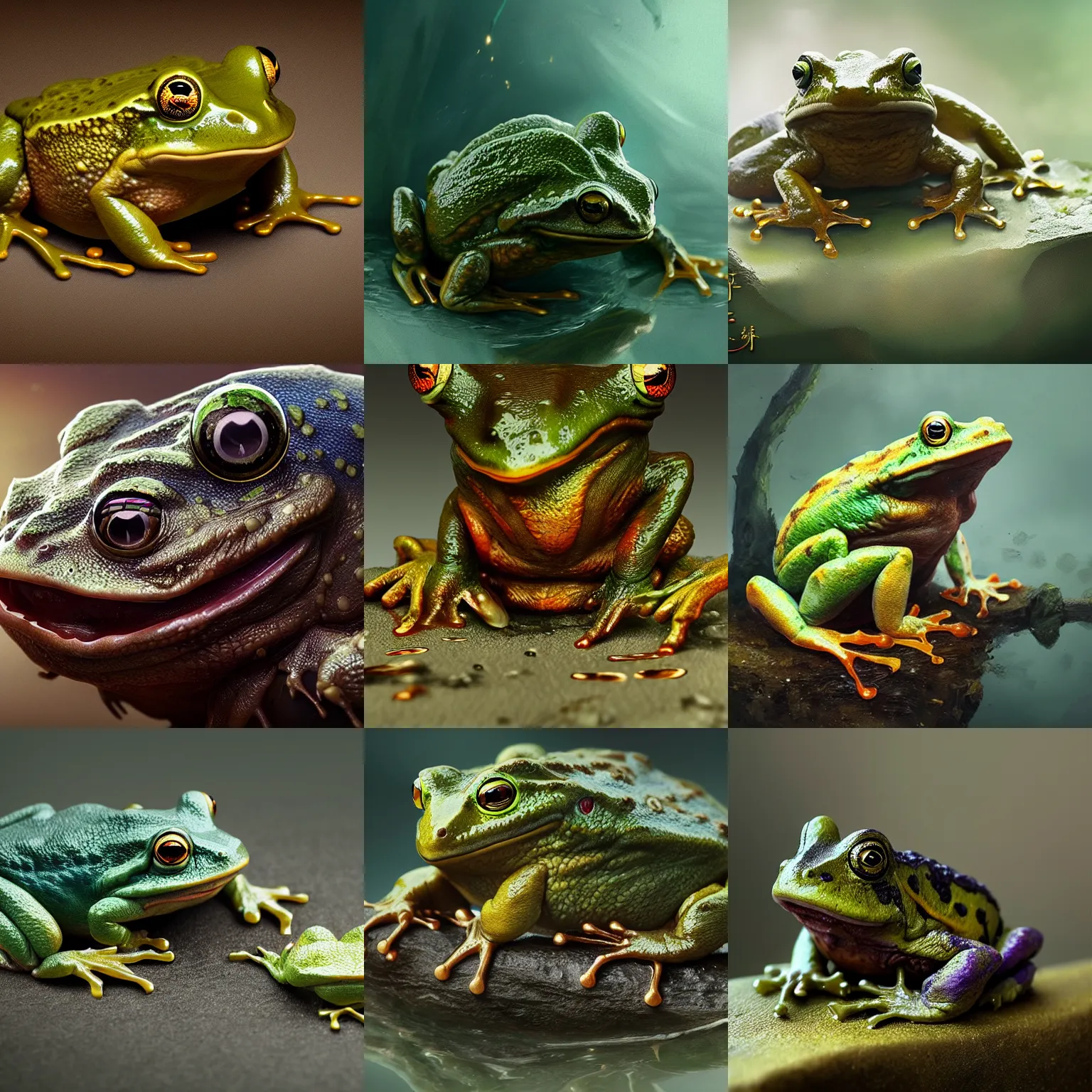Prompt: feng shui frog, fantasy, by greg rutkowski, artstation, chimerical, ultra detailed, macro photography