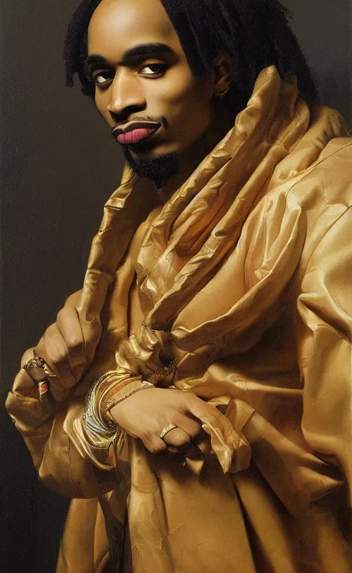 Image similar to painting of quavo by roberto ferri