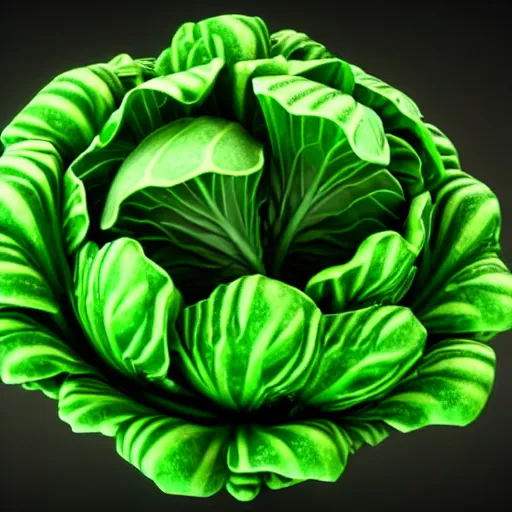 Image similar to high quality 3 d render very cute cyborg cabbage! cabbage leaves as dollars!! kale! incorporated speakers!, cyberpunk highly detailed, unreal engine cinematic smooth, in the style of blade runner & detective pikachu, hannah yata charlie immer, moody light, low angle, uhd 8 k, sharp focus