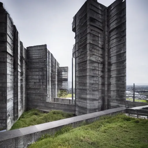 Prompt: a furturistic behemoth brutalist palace built in brutalism architecture, ten by ten kilometers large, diverse unique building geometry full of shapes and corners, photography