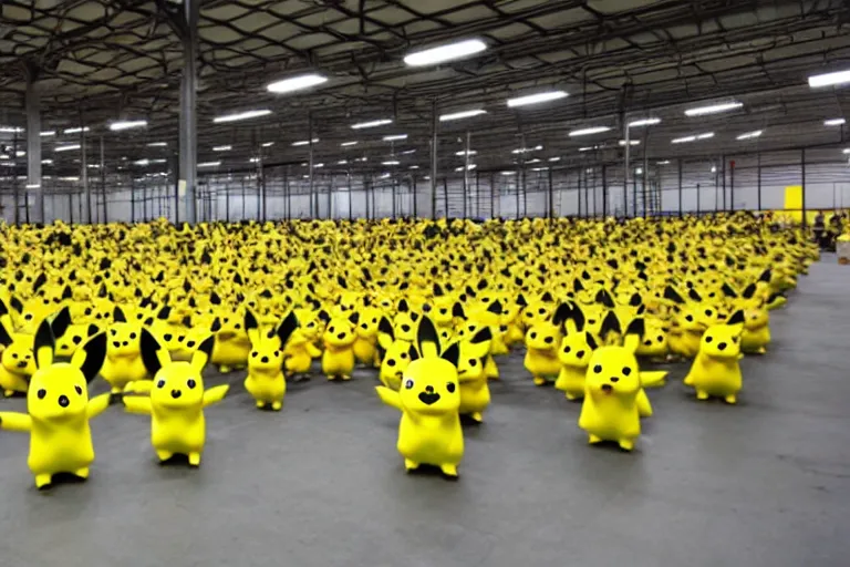 Image similar to a warehouse full of pikachu