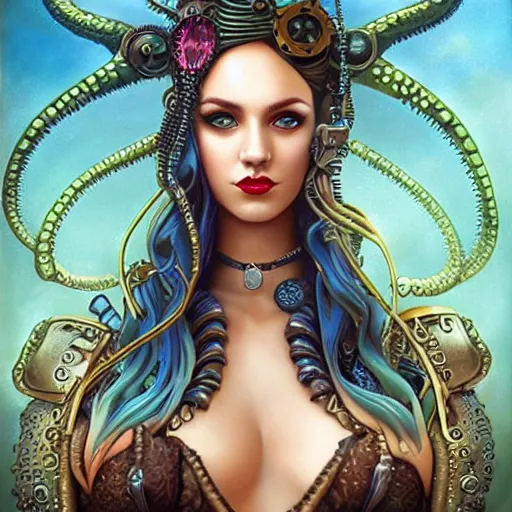 Image similar to Steampunk Lovecraft Lovecraftian mermaid portrait, Pixar style, by Tristan Eaton Stanley Artgerm and Tom Bagshaw.