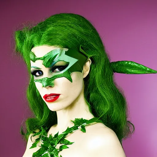 Prompt: poison ivy from batman, cosplay, photograph by Mario Testino